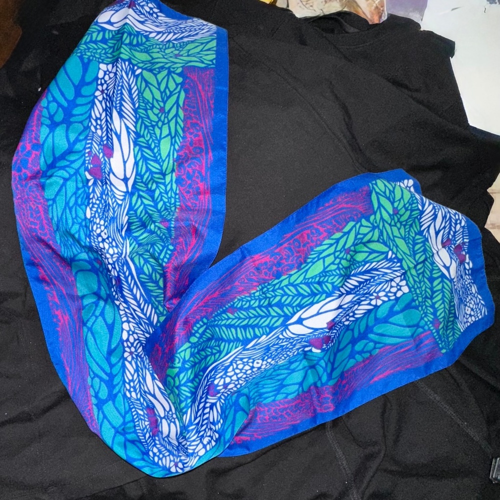 Vintage Blues and Green Long Scarf – Soft & Elegant